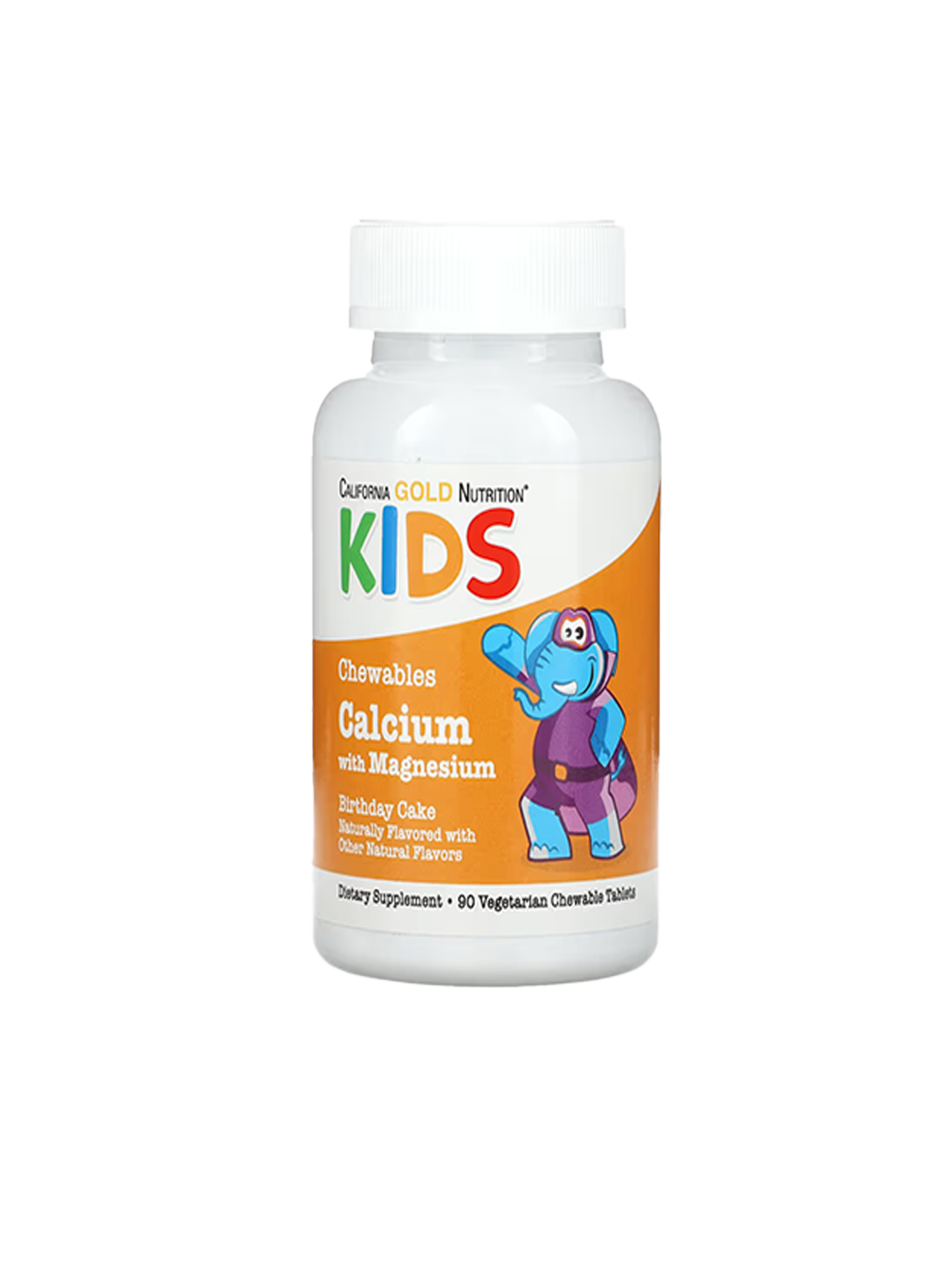 Calcio y Magnesio, California Gold Nutrition, Cont. Neto 90 tabletas masticables sabor pastel de cumpleaños