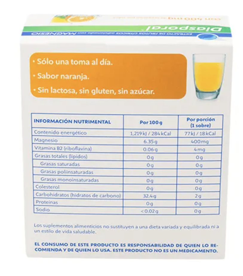 Diasporal, Concordia, 20 sobres de 400mg sabor naranja - Imagen 3