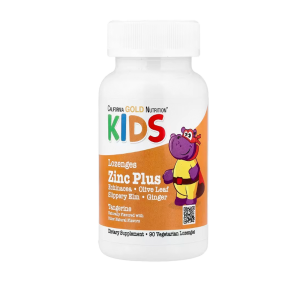 Zinc Plus, California Gold Nutrition, Cont. Neto 90 tabletas masticables sabor mandarina